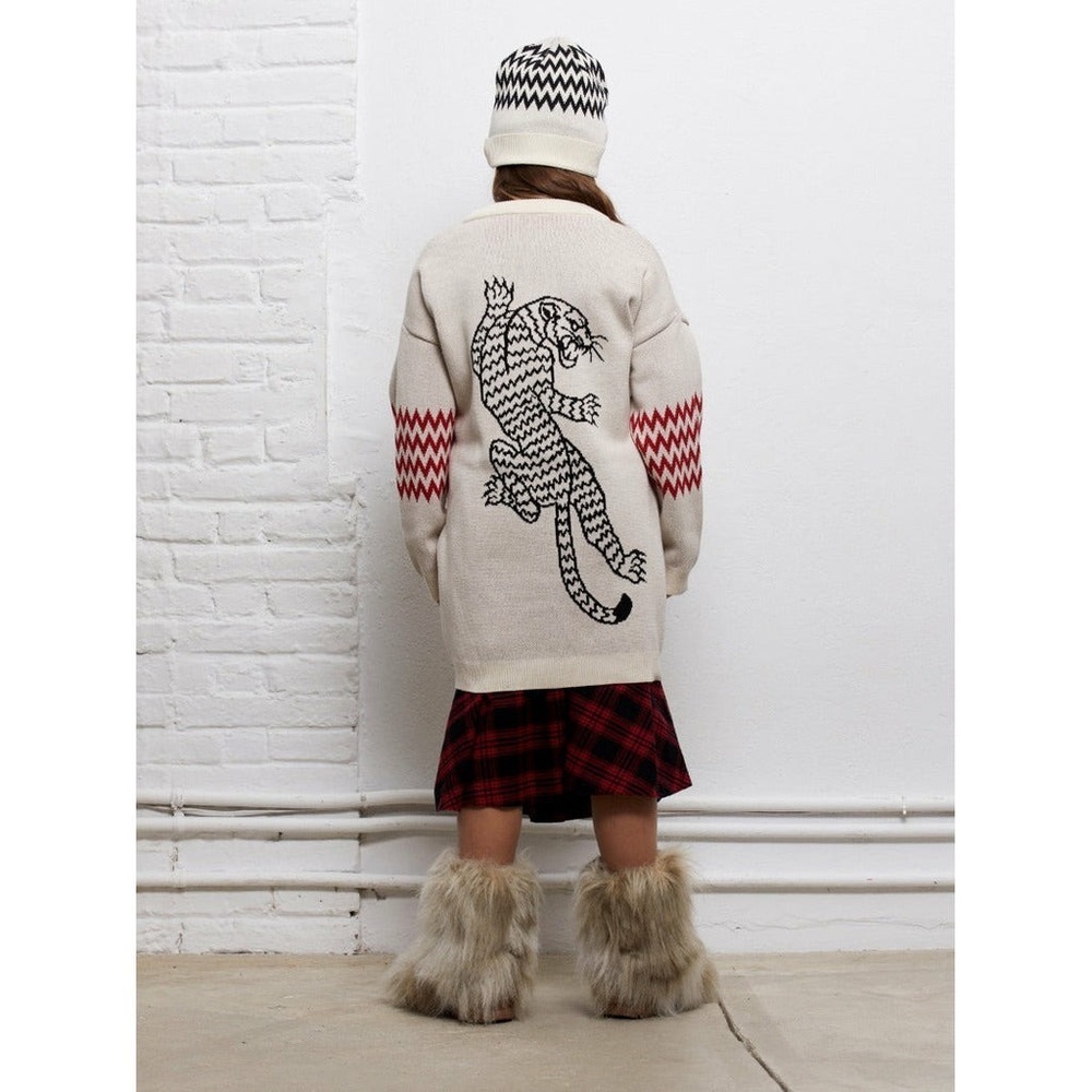 YPORQUE ZIG ZAG TRICOT CARDIGAN ECRU, KIDS